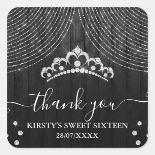 Adesivo Quadrado Tiara de Diamante Prateado em Sweet Sixteen de Mad