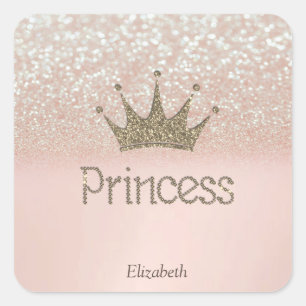 Adesivo Quadrado Tíara Encantadora, Princesa, Bokeh Brilhante