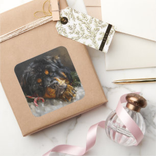 Adesivo Quadrado Tibetan Mastiff Cachorro Festivo