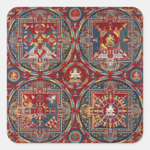 Adesivo Quadrado Tibetano: Quatro Mandalas da série Vajravali