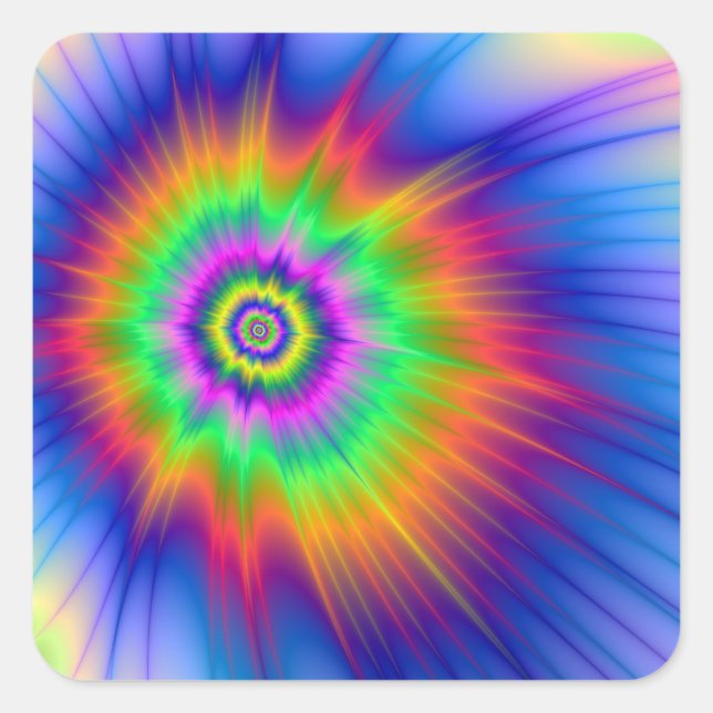 Adesivo Quadrado Tie Dye Fireball (Frente)