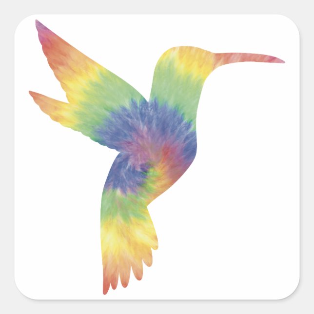 Adesivo Quadrado Tie Dye Hummingbird Sticker (Frente)