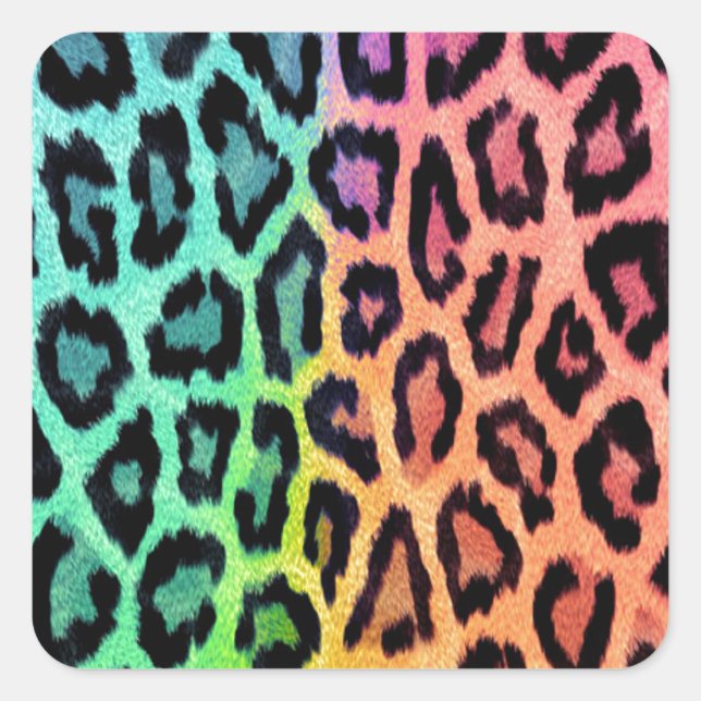 Adesivo Quadrado Tie Dye Leopard Print (Frente)