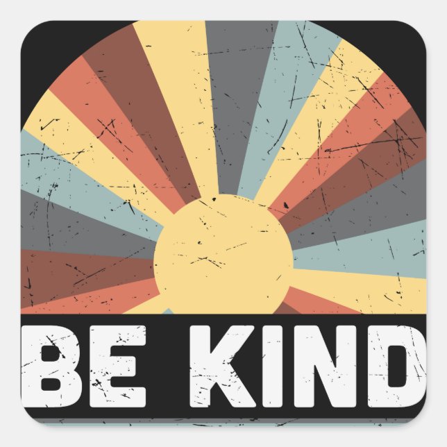 Adesivo Quadrado Tie Dye Peace Symbol Hippie Be Kind (Frente)