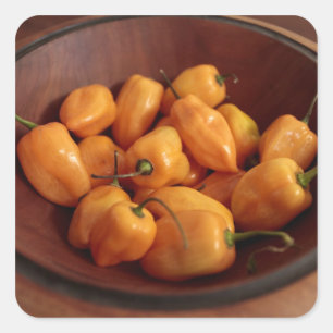 Adesivo Quadrado Tigela de pimentas habanero, Comida tradicional