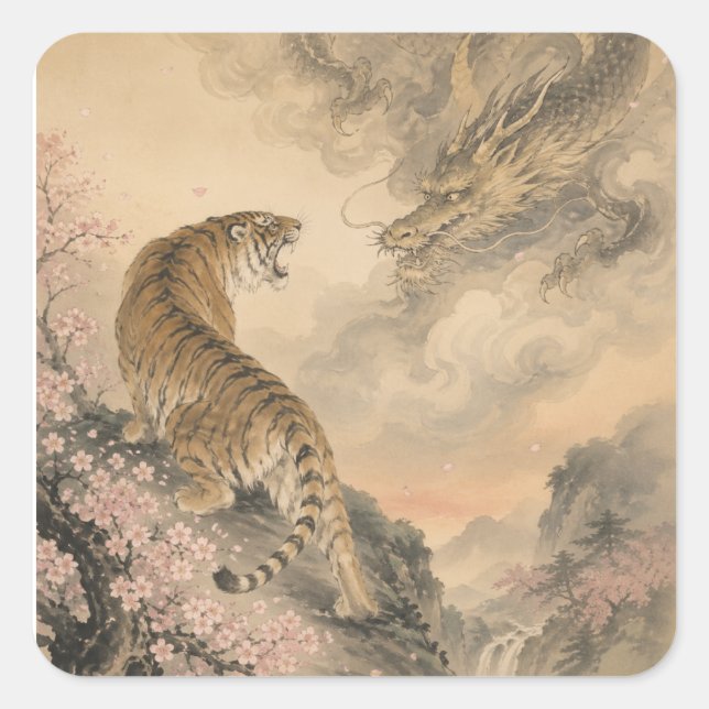 Adesivo Quadrado tiger and doragon (Frente)