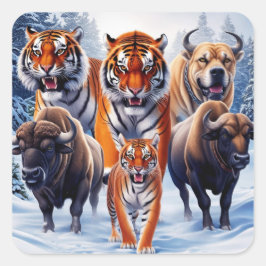 Adesivo Quadrado Tiger Buffalo Dog ao ar livre