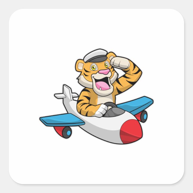 Adesivo Quadrado Tiger como piloto no avião (Frente)