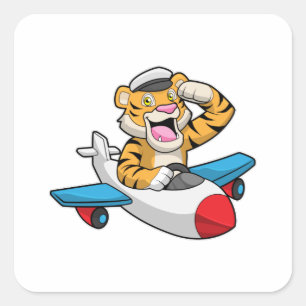 Adesivo Quadrado Tiger como piloto no avião