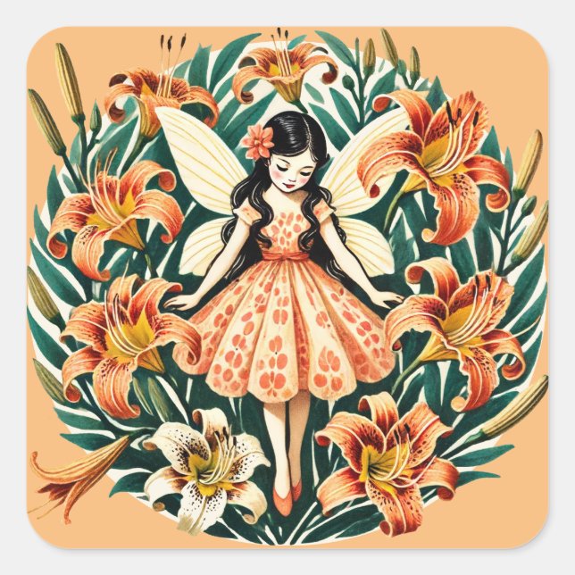 Adesivo Quadrado Tiger Lily Fairy (Frente)