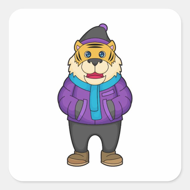 Adesivo Quadrado Tiger Scarf Beanie (Frente)