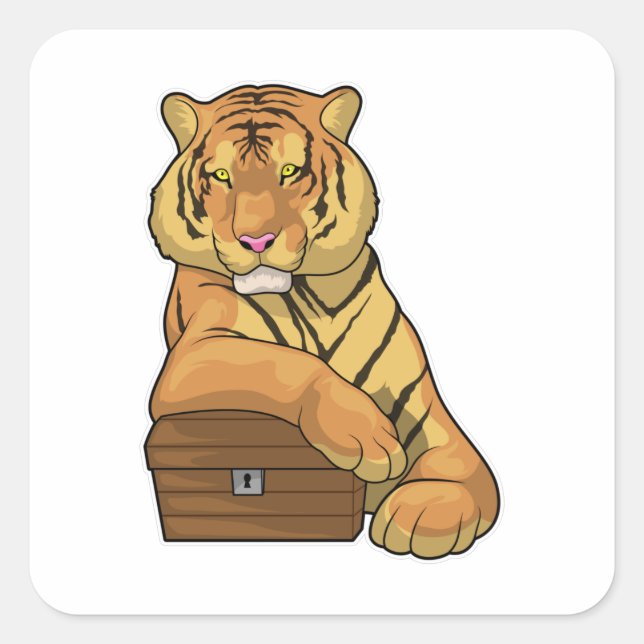 Adesivo Quadrado Tiger Treasure Chest (Frente)
