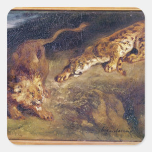 Adesivo Quadrado Tigre e leão