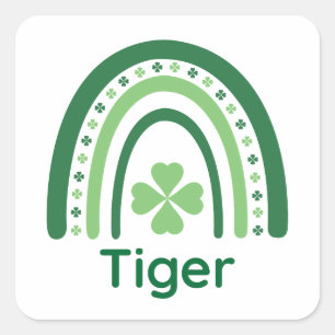 Adesivo Quadrado Tigre Name Clover Boho Rainbow