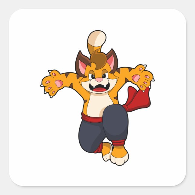 Adesivo Quadrado Tigre no Karate das Artes Marciais (Frente)