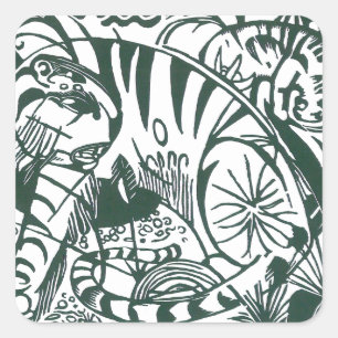 Adesivo Quadrado Tigre por Franz Marc, Arte Expressionista Vintage