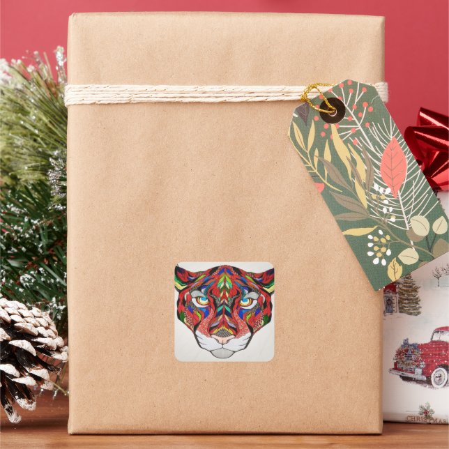 Adesivo Quadrado Tigre Stickers (Feriado)