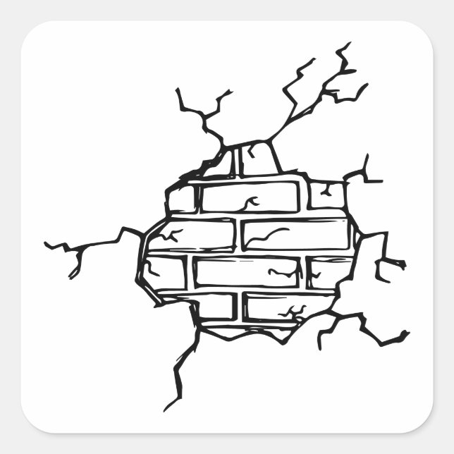 Adesivo Quadrado Tijolo rachado (Frente)