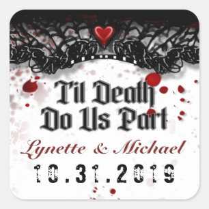 Adesivo Quadrado Til Death Splatter Halloween Square Casamento