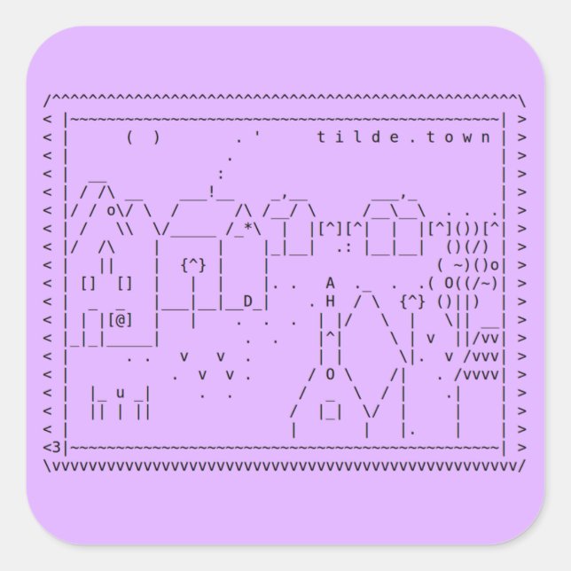 Adesivo Quadrado tilde.town ascii art sticker (Frente)