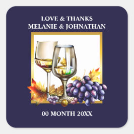 Adesivo Quadrado Tinta aquarela taças de vinho uvas ameixa azul our