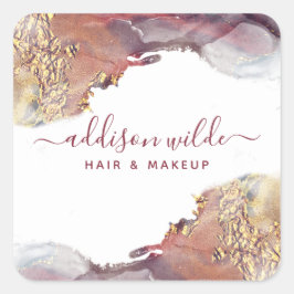 Adesivo Quadrado Tinta De Aquarela Líquida De Arte Moderna Roxa E D