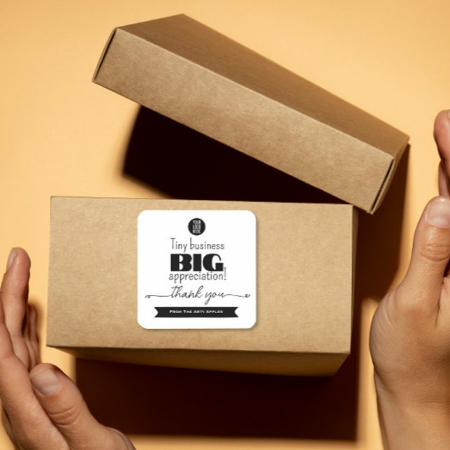 Adesivo Quadrado Tiny Business Big Appreciation packaging Logo (Criador carregado)