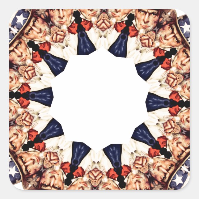 Adesivo Quadrado Tio Sam Apontando o Dedo Kaleidoscópio (Frente)
