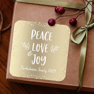 Adesivo Quadrado Típica Moderna de Joy Chic e Paz, Natal Dourado
