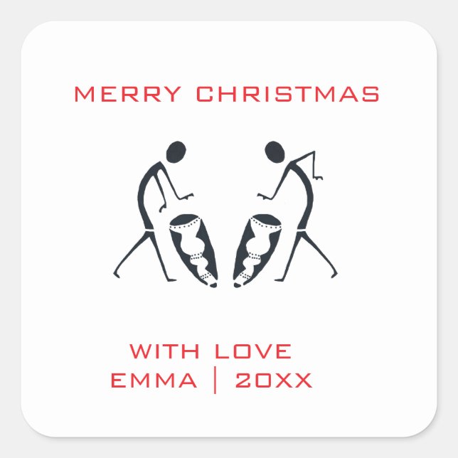 Adesivo Quadrado tipografia, baterões Silhouette Natal (Frente)