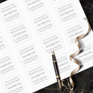 Adesivo Quadrado Tipografia Branca e Negra Moderna