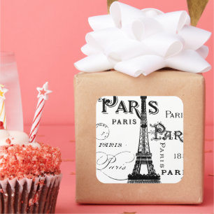 Adesivo Quadrado Tipografia Calliografia Paris França Torre Eiffel