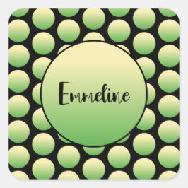 Adesivo Quadrado Tipografia de Pontos Verdes Retroativos no Nome de