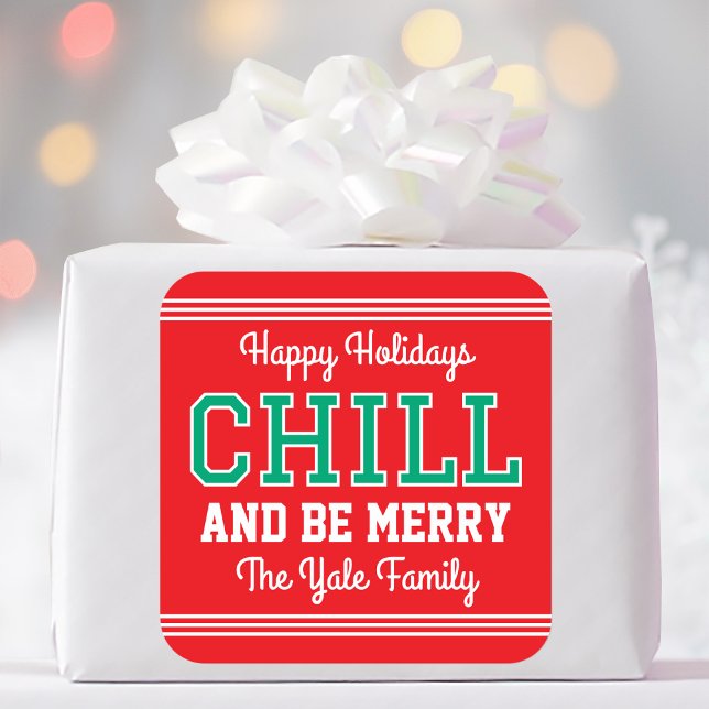 Adesivo Quadrado Tipografia do nome da família natalícia Red Green (Criador carregado)