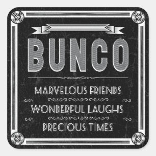 Adesivo Quadrado Tipografia do vintage de Bunco