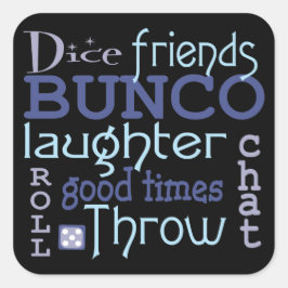 Adesivo Quadrado Tipografia Moderna do Bunco Game Night Blue e Purp