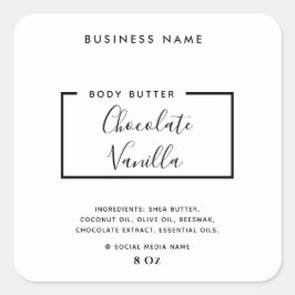 Adesivo Quadrado Tipografia moderna minimalista produto branco