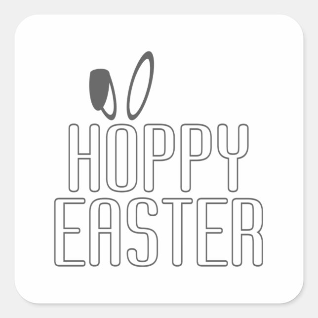 Adesivo Quadrado Tipografia Simples de Páscoa Hoppy Pun | Vedante (Frente)