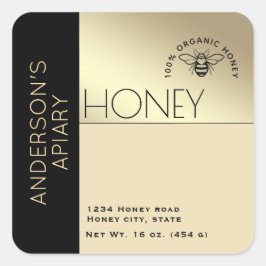 Adesivo Quadrado Tipografia simples e elegante de bloco de cor mel 