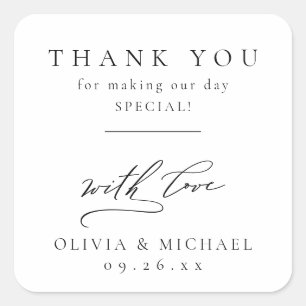 Adesivo Quadrado Tipografia Simplesmente Elegante Casamento Moderno