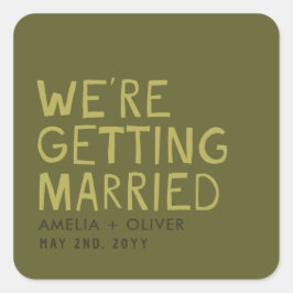 Adesivo Quadrado Tipografia Verde-Azeitona Moderna | Negrito Retira