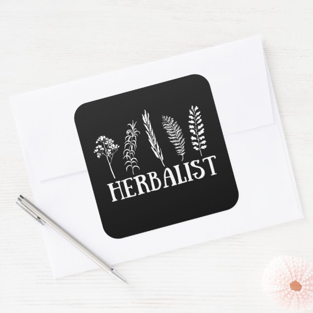 Adesivo Quadrado Tipos de herbais herbalistas (Envelope)