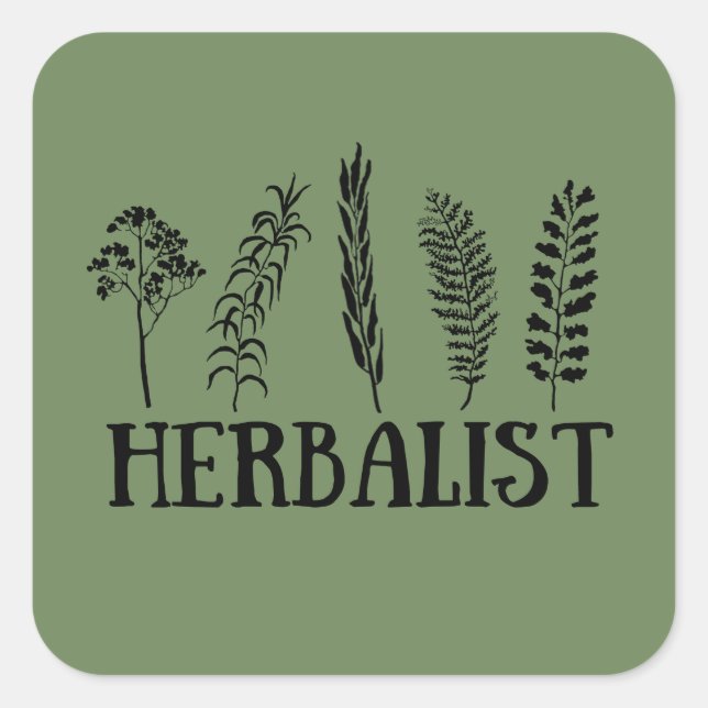 Adesivo Quadrado Tipos de herbais herbalistas (Frente)