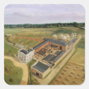 Adesivo Quadrado Tiptree Salão e fazenda, Essex, c.1850-60 (óleo