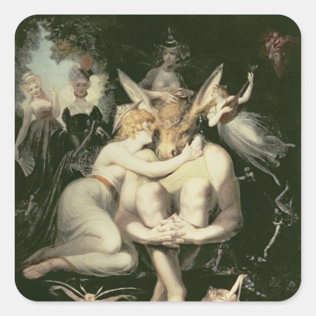 Adesivo Quadrado Titania Awakes, cercada por Atendedor (Frente)