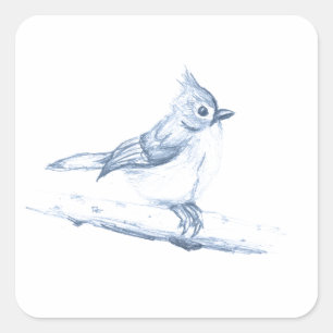 Adesivo Quadrado Titmouse adornado