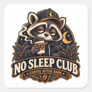 Adesivo Quadrado Título: Clube Sem Sono Café Depois do Anoitecer Gu