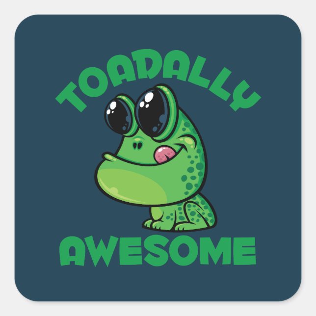 Adesivo Quadrado Toad de Cartoon Feliz e Incrível (Frente)