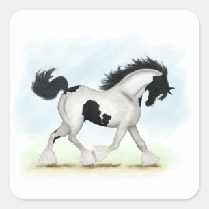 Adesivo Quadrado Tobiano Gypsy Vanner Horse
