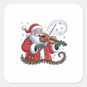 Adesivo Quadrado Tocador de Violino Santa Violinista Música de Nata